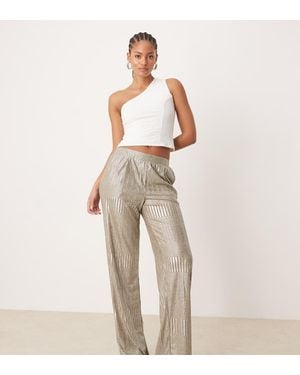 Jdy Tall Ribbed Wide Leg Trousers - Natural
