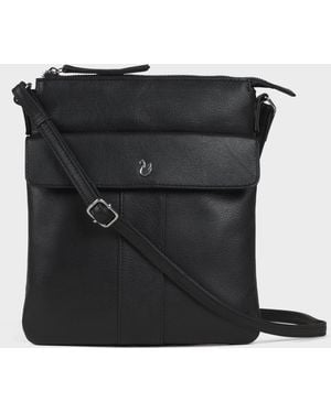 Assots London 'Amba' Soft Nappa Full Grain Real Leather Crossbody Bag - Black