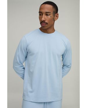 BoohooMAN Regular Fit Premium 280Gsm Long Sleeve T-Shirt - Blue