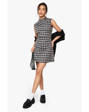 Boohoo Flannel Tailored A-Line Mini Dress - Multicolour
