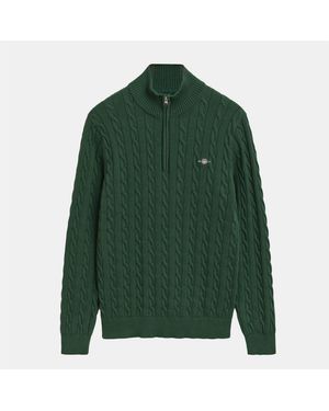 GANT Cable Half Zip Fleece - Green