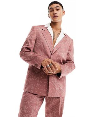 Viggo Tailoring Contour Print Suit Jacket - Red