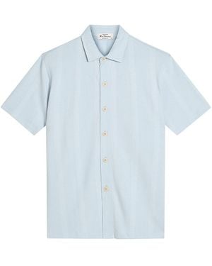 Ben Sherman Vertical Pique Textured Shirt (Powder) Cotton - Blue