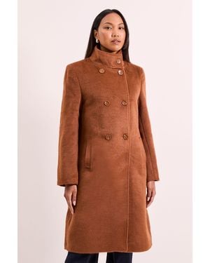 Wallis Principles By Funnel Button Coat - Brown