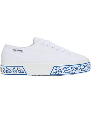 Superga Ladies 3740 Leggera Ceramic Print Platform Trainers - Blue