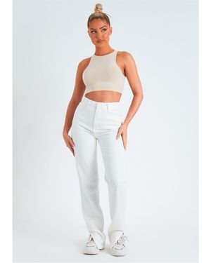 Missy Empire Missy Empire Straight Leg Split Detail Jeans - White