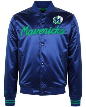 Mitchell & Ness Nba Dallas Mavericks Special Script Satin Jacket - Blue