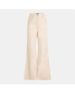 Amy Lynn Amylynn Solid Patterned Wide Leg Trousers - Natural