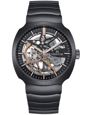 Heritor Magnus Stainless Steel-Band Watch - Black