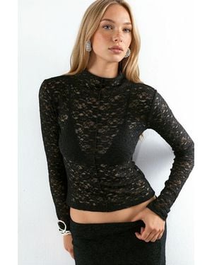 Busem Slim Fit Ribbed Half Turtleneck Top - Black