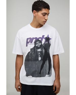 BoohooMAN Oversized Partynextdoor License Printed T-Shirt - White