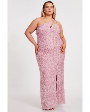 Quiz Curve One Shoulder Floral Maxi Dress - Pink