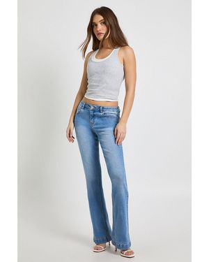 Boohoo Low Waist Flared Jean - Blue