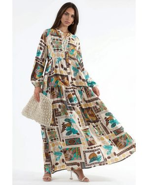 Hiccup V-Neck Patterned Maxi Dress - Multicolour