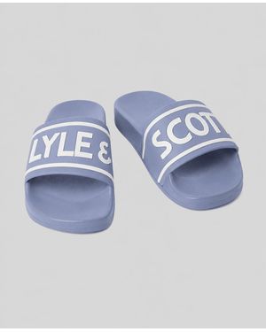 Lyle & Scott Logo Strap Slides - Blue