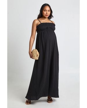 Boohoo Maternity Cheesecloth Maxi Smock Dress - Black