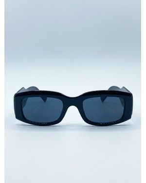 SVNX Chunky Rectangle Sunglasses With Extra Wide Arms - Blue