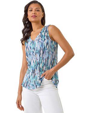 Roman Abstract Bar Back Vest Top - Blue
