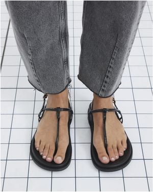 River Island Sandals Toe Thong Footbed Pu - Grey