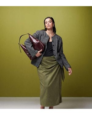 ASOS Design Tie Detail Wrap Faux Suede Maxi Skirt - Green