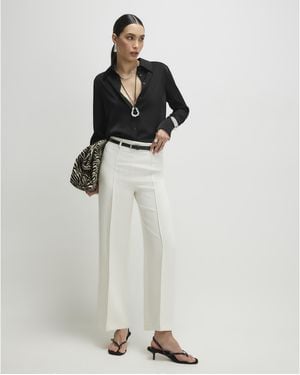 River Island Straight Leg Trousers Belted - White