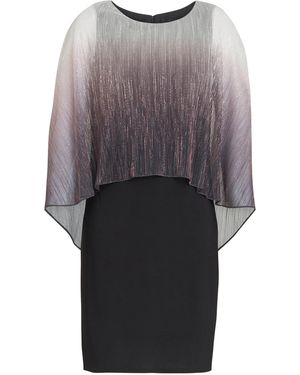 Gina Bacconi Shyla Foil Cape Chiffon Cocktail Dress - Grey