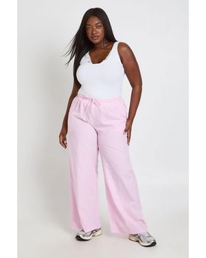 Boohoo Plus Lace Trim Trouser - Pink
