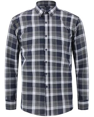 Allthemen Overhemd Met Effen Revers En Lange Mouwen, Geruit - Blauw