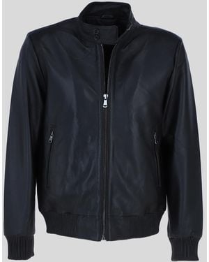 Ashwood Leather Real Light Weight Regular Fit Bomber Jacket - Blue