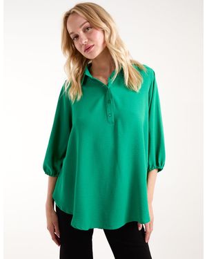 Blue Vanilla Batwing Shirt With 3/4 Sleeve - Green