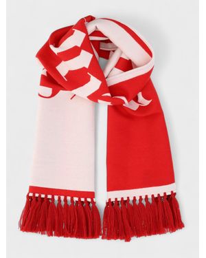 Palm Angels Logo Knitted Scarf Cotton - Red