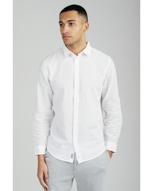 Tokyo Laundry Linen Blend Long Sleeve Button-Up Shirt - White