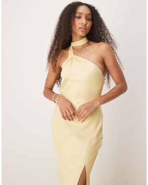 ASOS Satin Tie Neck Detail Maxi Slip Dress - Natural