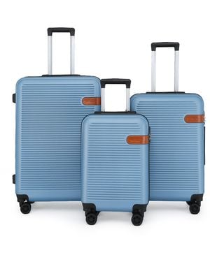 Infinity Leather Hardshell Cabin Suitcase Set Robust Abs Lightweight Luggage Holiday Bag - Blue