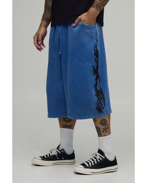 BoohooMAN Gothic Washed Jersey Bermuda Jort - Blue