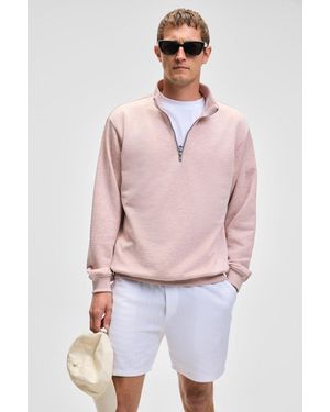 Grimelange Half Zip Turtleneck Sweatshirt - Pink