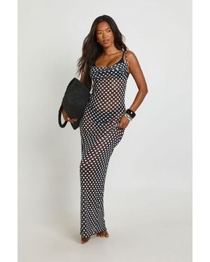Boohoo Beachwear Essentials Polka Dot Maxi Dress - Black