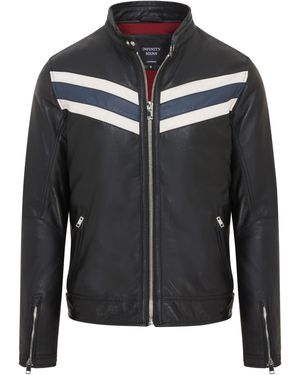 Infinity Leather Café Racer Biker Jacket - Black