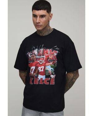 BoohooMAN Tall Oversized Nflpa Travis Kelce License Printed T-Shirt - Grey