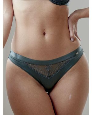 Pretty Polly Botanical Lace Brief - Sage Cotton - Brown