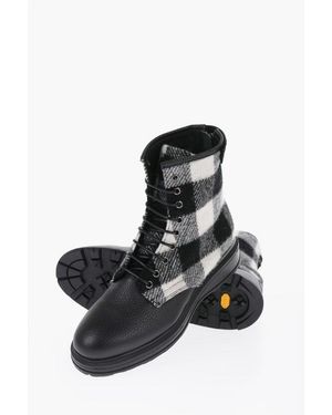Woolrich Gevechtslaarzen Van Buffelleerwol En Leer Met Textuur - Zwart