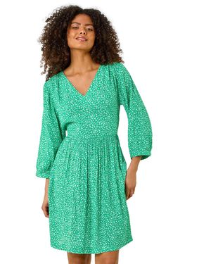 D.u.s.k Ditsy Floral Print V-Neck Dress - Green