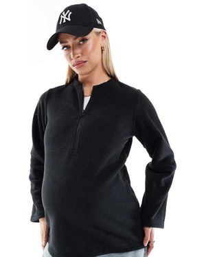 Mama.licious Maternity Zip Front Fleece With Wide Sleeves - Blue