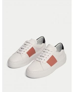 Jigsaw Riva Leather Platform Trainer - White