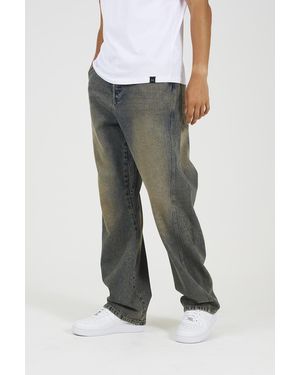 Brave Soul Mid Wide Leg Seam Detail Denim Jeans - Blue