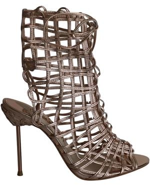 Sophia Webster Delphine Metallic Cage Vetersandalen In Goud Leer - Bruin