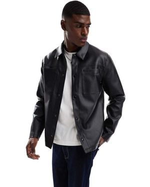 ASOS Faux Leather Shacket - Black