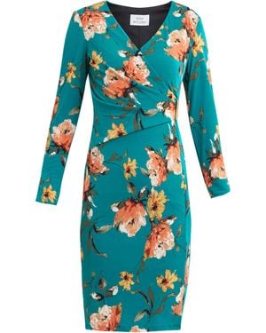 Gina Bacconi Harper Wrap Dress With Trim - Blue