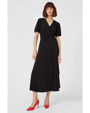 PRINCIPLES Short Sleeve Jersey Pleated Midi Dress - Black