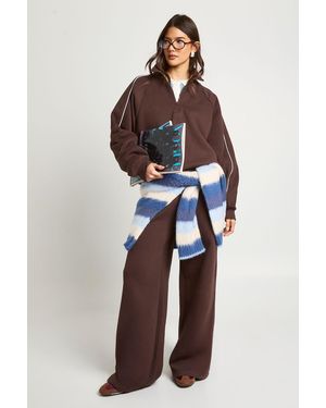 Boohoo Half Zip Sweatshirt Piping Detail Tracksuit - Blue